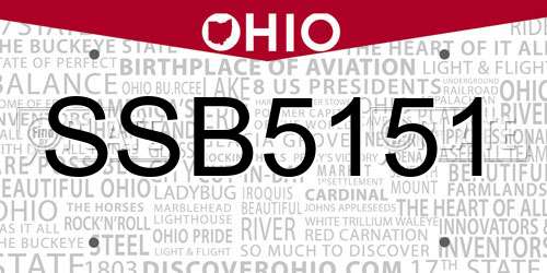 SSB5151 Ohio License Plate