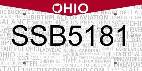 SSB5181 Ohio License Plate