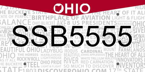 SSB5555 Ohio License Plate