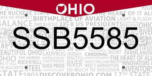 SSB5585 Ohio License Plate