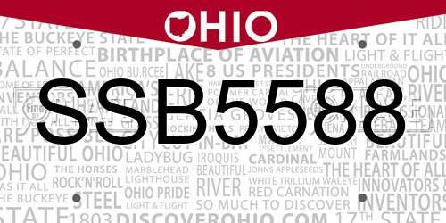 SSB5588 Ohio License Plate
