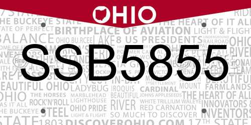 SSB5855 Ohio License Plate