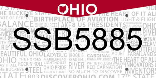 SSB5885 Ohio License Plate
