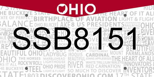 SSB8151 Ohio License Plate