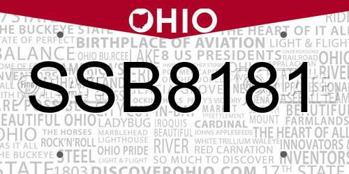SSB8181 Ohio License Plate