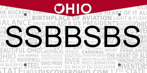 SSBBSBS Ohio License Plate