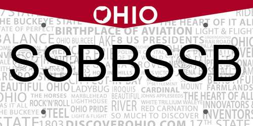 SSBBSSB Ohio License Plate