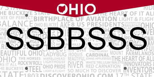 SSBBSSS Ohio License Plate