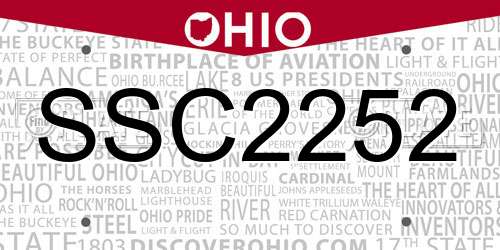 SSC2252 Ohio License Plate