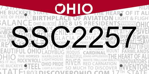 SSC2257 Ohio License Plate