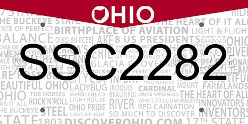 SSC2282 Ohio License Plate