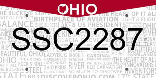 SSC2287 Ohio License Plate