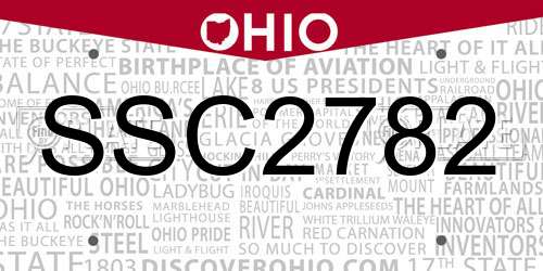 SSC2782 Ohio License Plate