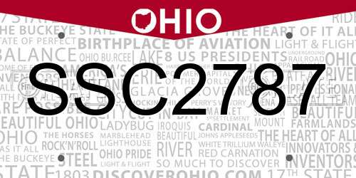 SSC2787 Ohio License Plate