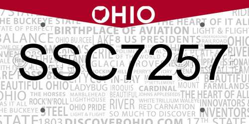 SSC7257 Ohio License Plate