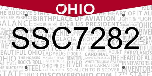 SSC7282 Ohio License Plate