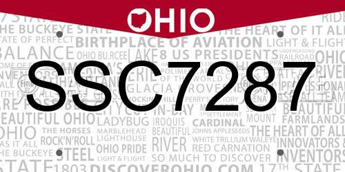 SSC7287 Ohio License Plate