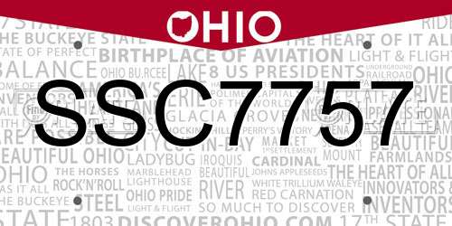 SSC7757 Ohio License Plate