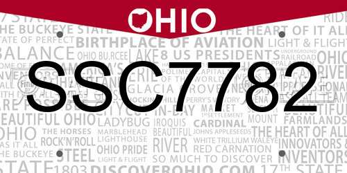 SSC7782 Ohio License Plate