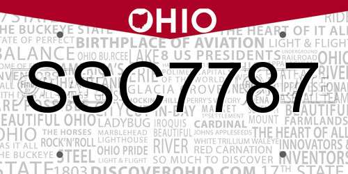 SSC7787 Ohio License Plate