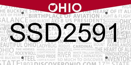 SSD2591 Ohio License Plate