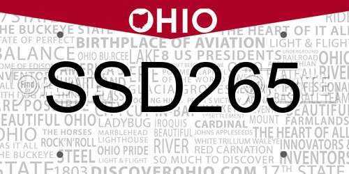 SSD265 Ohio License Plate
