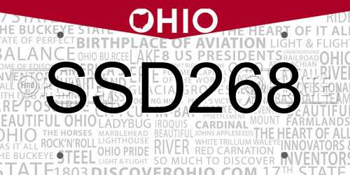 SSD268 Ohio License Plate