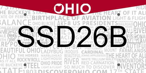 SSD26B Ohio License Plate