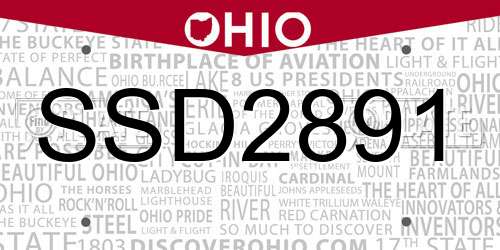 SSD2891 Ohio License Plate