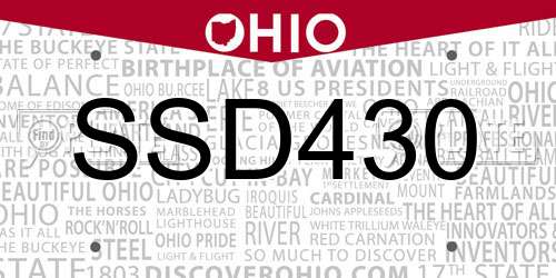 SSD430 Ohio License Plate