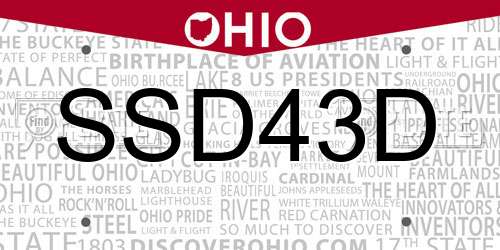 SSD43D Ohio License Plate