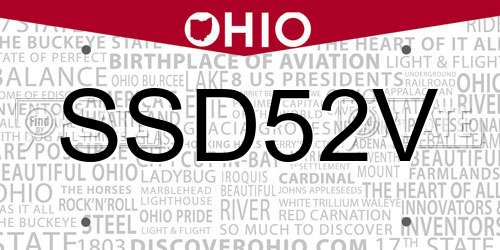 SSD52V Ohio License Plate