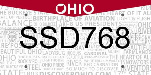 SSD768 Ohio License Plate