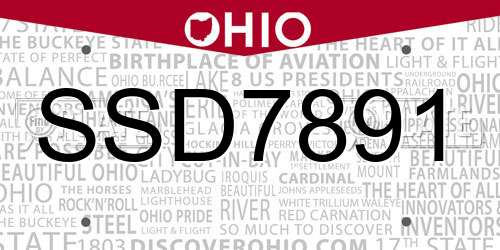 SSD7891 Ohio License Plate