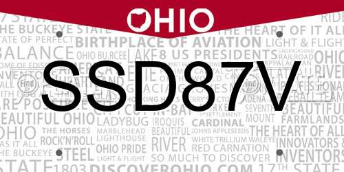 SSD87V Ohio License Plate