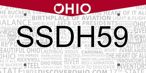 SSDH59 Ohio License Plate