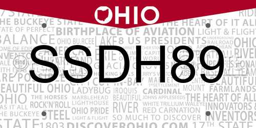 SSDH89 Ohio License Plate