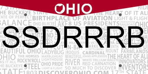 SSDRRRB Ohio License Plate