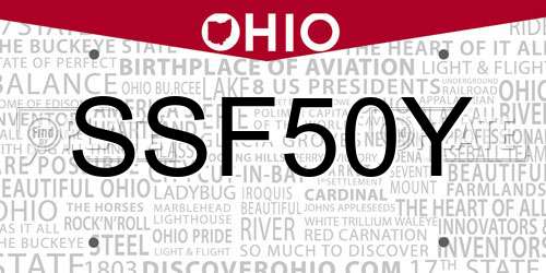 SSF50Y Ohio License Plate