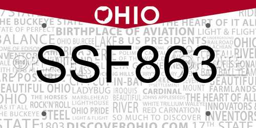 SSF863 Ohio License Plate