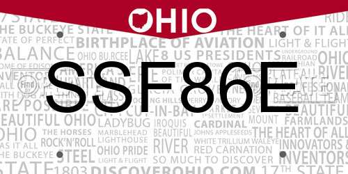SSF86E Ohio License Plate