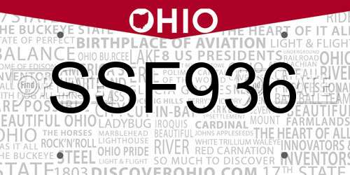 SSF936 Ohio License Plate