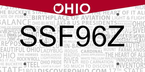 SSF96Z Ohio License Plate