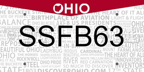 SSFB63 Ohio License Plate