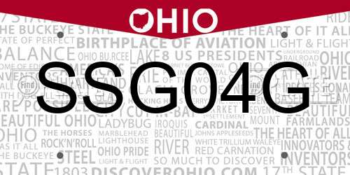 SSG04G Ohio License Plate