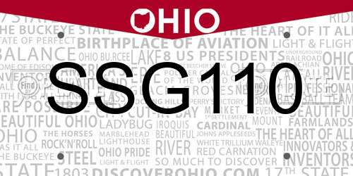 SSG110 Ohio License Plate