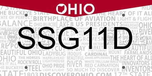 SSG11D Ohio License Plate