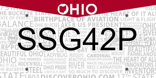 SSG42P Ohio License Plate