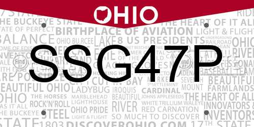 SSG47P Ohio License Plate