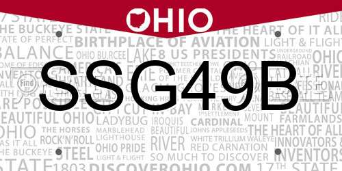 SSG49B Ohio License Plate
